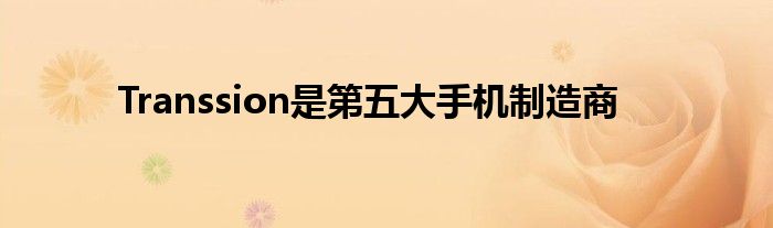 Transsion是第五大手机制造商