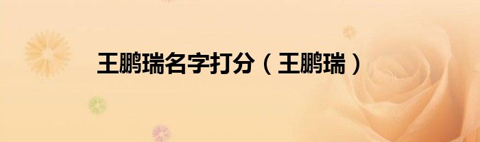 王鹏瑞名字打分（王鹏瑞）