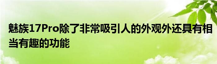 魅族17Pro除了非常吸引人的外观外还具有相当有趣的功能