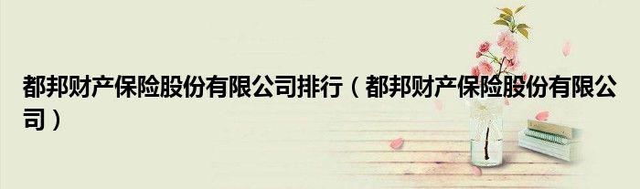 都邦财产保险股份有限公司排行（都邦财产保险股份有限公司）