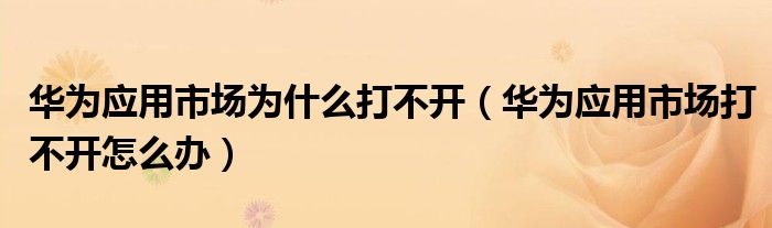 华为应用市场为什么打不开（华为应用市场打不开怎么办）