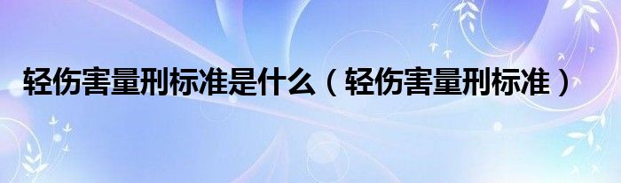 轻伤害量刑标准是什么（轻伤害量刑标准）