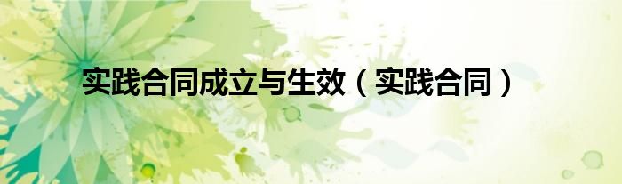 实践合同成立与生效（实践合同）