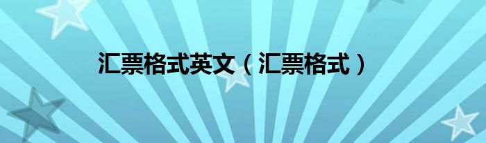 汇票格式英文（汇票格式）