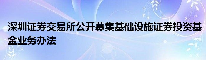 深圳证券交易所公开募集基础设施证券投资基金业务办法