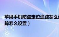 苹果手机防盗定位追踪怎么设置不了（苹果手机防盗定位追踪怎么设置）