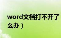 word文档打不开了（word文档打不开了怎么办）