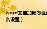 word文档加密怎么设置（word文档加密怎么设置）