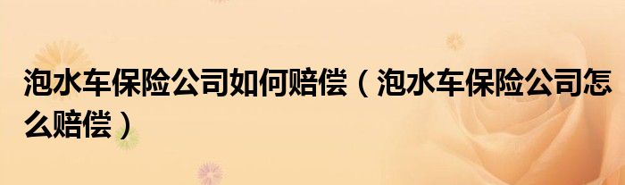 泡水车保险公司如何赔偿（泡水车保险公司怎么赔偿）