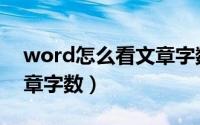 word怎么看文章字数（word中如何查询文章字数）