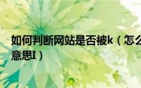 如何判断网站是否被k（怎么检测网站被k了网站被K是什么意思I）