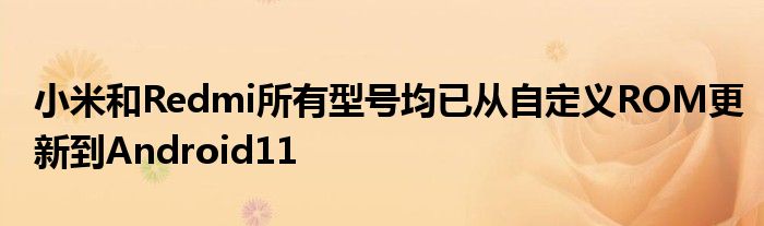 小米和Redmi所有型号均已从自定义ROM更新到Android11
