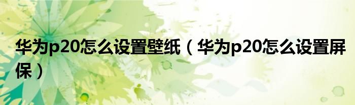 华为p20怎么设置壁纸（华为p20怎么设置屏保）