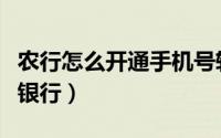 农行怎么开通手机号转账（农行怎么开通手机银行）