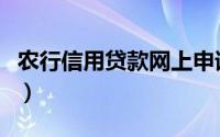 农行信用贷款网上申请（农行信用贷款怎么贷）