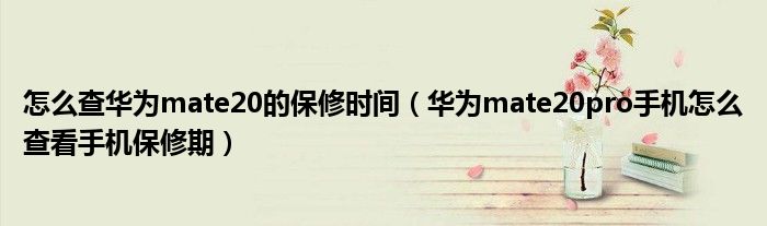 怎么查华为mate20的保修时间（华为mate20pro手机怎么查看手机保修期）