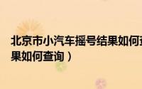 北京市小汽车摇号结果如何查询不到（北京市小汽车摇号结果如何查询）