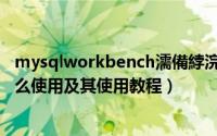 mysqlworkbench濡備綍浣跨敤（MySQL Workbench怎么使用及其使用教程）