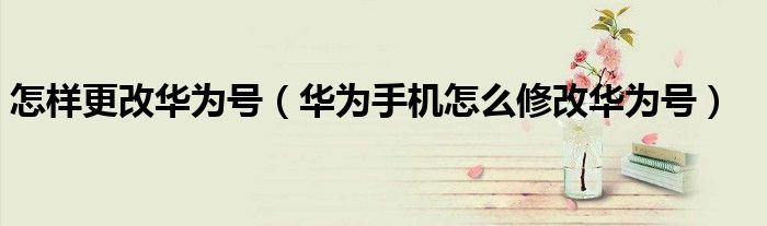 怎样更改华为号（华为手机怎么修改华为号）