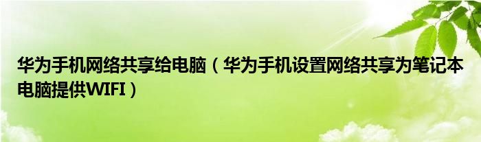 华为手机网络共享给电脑（华为手机设置网络共享为笔记本电脑提供WIFI）