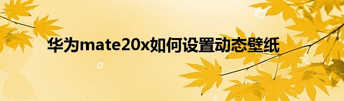 华为mate20x如何设置动态壁纸