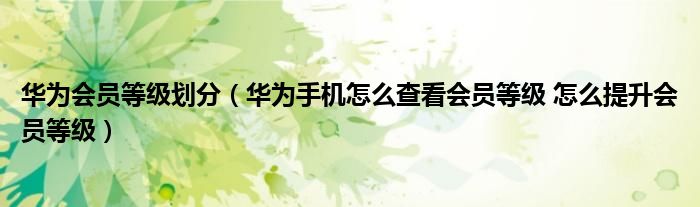 华为会员等级划分（华为手机怎么查看会员等级 怎么提升会员等级）