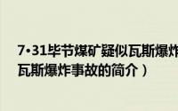 7·31毕节煤矿疑似瓦斯爆炸事故（关于7·31毕节煤矿疑似瓦斯爆炸事故的简介）