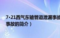 7·21西气东输管道泄漏事故（关于7·21西气东输管道泄漏事故的简介）