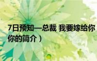 7日预知—总裁 我要嫁给你（关于7日预知—总裁 我要嫁给你的简介）