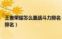 王者荣耀怎么查战斗力排名（王者荣耀如何查看战斗力及其排名）