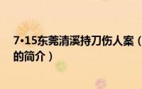 7·15东莞清溪持刀伤人案（关于7·15东莞清溪持刀伤人案的简介）