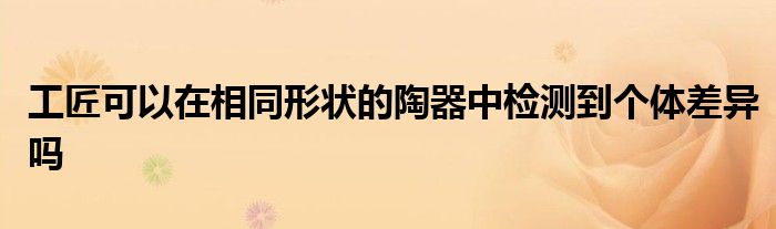工匠可以在相同形状的陶器中检测到个体差异吗