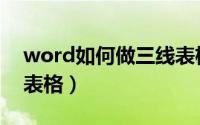 word如何做三线表格（word怎么制作三线表格）