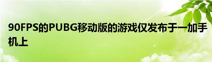 90FPS的PUBG移动版的游戏仅发布于一加手机上