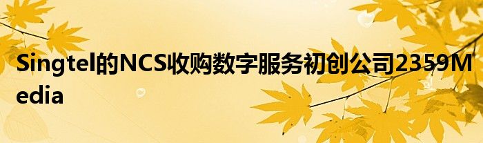 Singtel的NCS收购数字服务初创公司2359Media