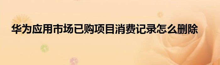 华为应用市场已购项目消费记录怎么删除