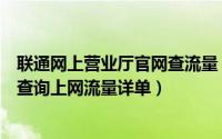 联通网上营业厅官网查流量（联通用户如何通过网上营业厅查询上网流量详单）