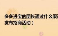 多多进宝的团长通过什么渠道推广（多多进宝招商团长怎么发布招商活动）