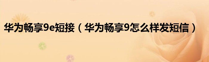 华为畅享9e短接（华为畅享9怎么样发短信）