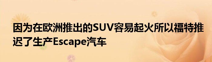 因为在欧洲推出的SUV容易起火所以福特推迟了生产Escape汽车