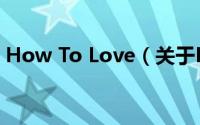 How To Love（关于How To Love的简介）