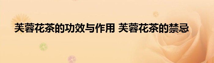 芙蓉花茶的功效与作用 芙蓉花茶的禁忌