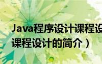 Java程序设计课程设计（关于Java程序设计课程设计的简介）