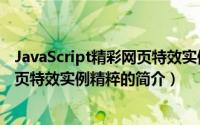 JavaScript精彩网页特效实例精粹（关于JavaScript精彩网页特效实例精粹的简介）