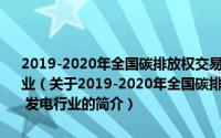 2019-2020年全国碳排放权交易配额总量设定与分配实施方案 发电行业（关于2019-2020年全国碳排放权交易配额总量设定与分配实施方案 发电行业的简介）