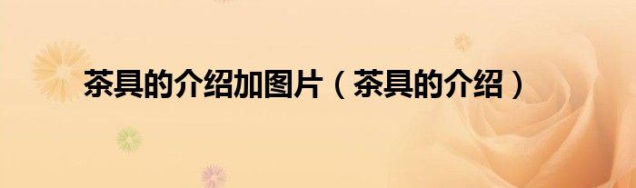 茶具的介绍加图片（茶具的介绍）