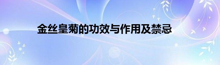 金丝皇菊的功效与作用及禁忌