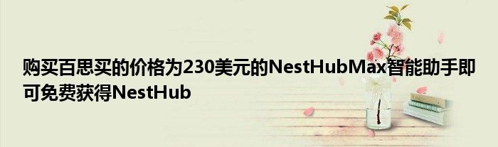 购买百思买的价格为230美元的NestHubMax智能助手即可免费获得NestHub