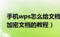 手机wps怎么给文档加密码（手机WPS设置加密文档的教程）