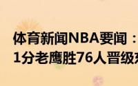 体育新闻NBA要闻：赫尔特27分7板恩比德31分老鹰胜76人晋级东决